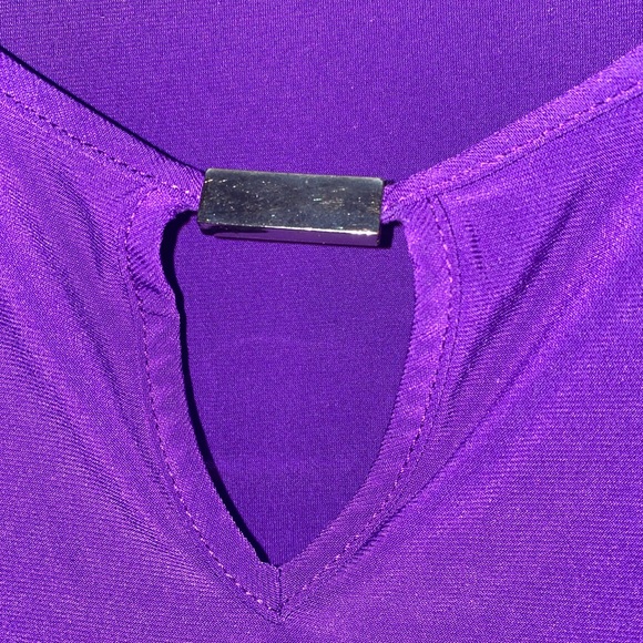 Purple Notations Blouse with Cutout - Picture 3 of 3